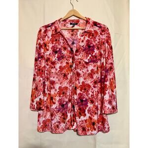 Emily D Pink Floral Blouse Woman’s Size XL.